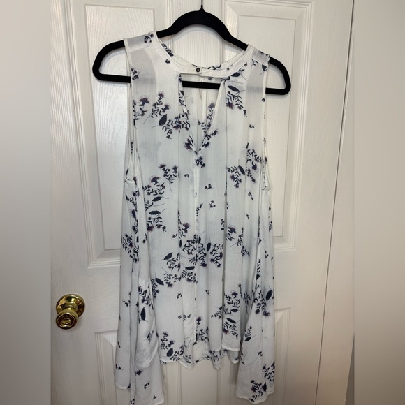 Free People Tree Swing Sleeveless Tunic Dress | White & Blue Floral | Women’s S - Picture 5 of 12